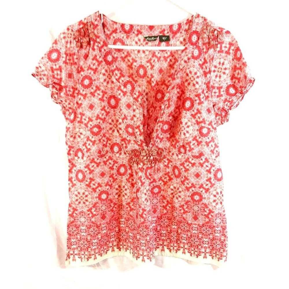 Eddie Bauer Womens Short Sleeve V Neck Top Size L